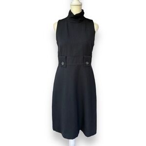 Vintage Banana Republic Black Wool Mock Neck Sleeveless Mod Dress | Size 4